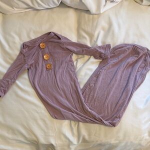 Purple Buttoned Baby Gown